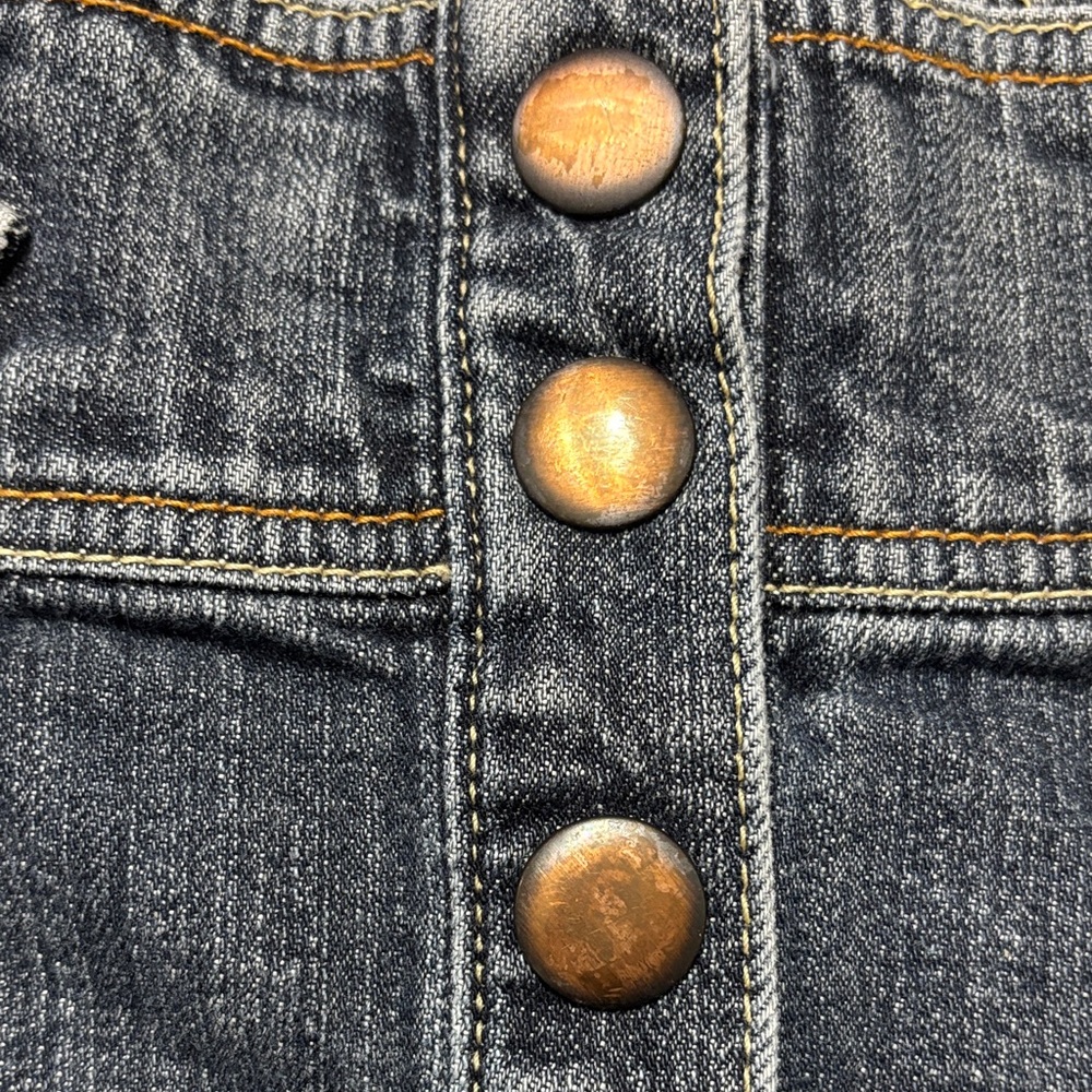 GAP Y2K Denim Mini Low Rise Full Snap Button Front Casual Jean Skirt - Picture 4 of 11
